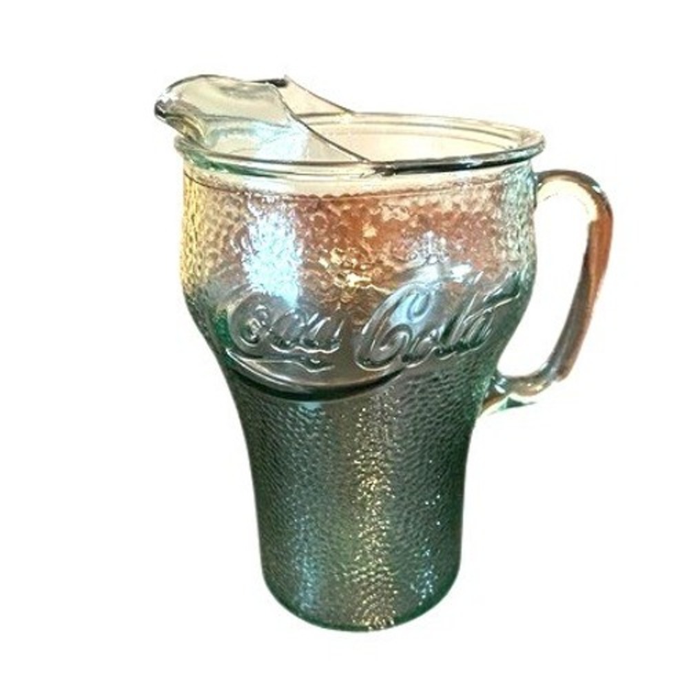 Coca-Cola Glass Pitcher Pebbled Texture 9 Inch Vintage